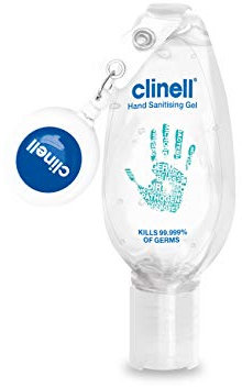 Clinell Hand Sanitiser Gel with Retractable Clip - 50 ml - Dermatologically Tested, Kills 99.99% of Germs, Moisturising, Quick Action, Kind to Skin, No Stickiness