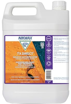 Nikwax TX.Direct Wash-in, 5L, High Performance Waterproofing Renewal Treatment Restores DWR Water Repellency in Jackets, Outerwear, Rain, Ski and Snow Gear