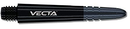 WINMAU Vecta Tiges de fléchettes en Polycarbonate - 1 Ensemble par Paquet (3 Fléchettes Tiges au Total) - Accessoires de fléchettes Professionnelles - Noir et Noir Tiges Courtes