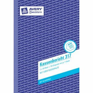 AVERY Zweckform 10 x Formularbuch Kassenbericht A5 vorgelocht 2x50 Blatt mit Ausfüllhilfe