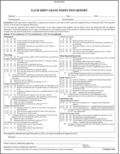 Monthly/Each Shift Crane Inspection Report 5-pk. - Book Format, 2-Ply Carbonless, 8.5 x 11, 31 Sets of Forms Per Book, OSHA Compliant, J. J. Keller & Associates, Inc.