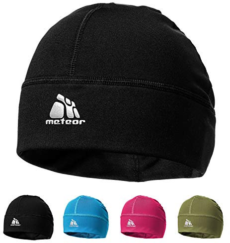 meteor Mütze Herren Winter-Mütze mit Silberionen Winddicht Skull Cap Mütze Damen Unterzier-mütze Kappe für Motorrad Fahr-Rad Helmklettern Ski-Fahren Snowboarden Kopfbedeckung (Universal S-L, Schwarz)