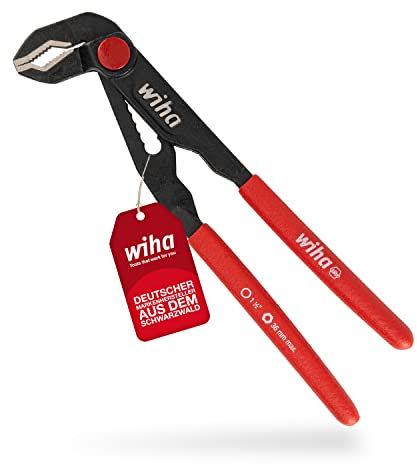 Wiha Wasserpumpenzange mit Druckknopf Classic (26764) I Wapu Zange 180 mm I durchgestrecktes Gelenk mit doppelter Führung für höchste Stabilität