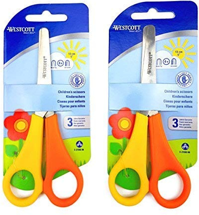 Westcott Children's Scissors - 5/13cm - Left Handed - Yellow and Orange - Pack of 2 Pairs
