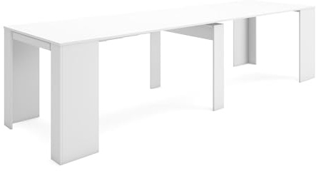 Skraut Home | Ausziehbarertisch | Multifunktionaler ausziehbarer | 300 | Für 14 Gäste | Esszimmertische | Moderner Stil | Weiß