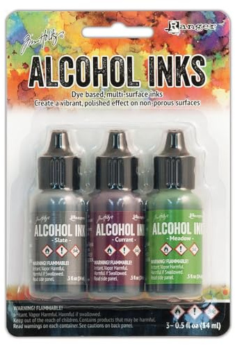 Tim Holtz Alcohol Ink .5oz 3/Pkg, Cottage Path-Slate/Currant/Meadow