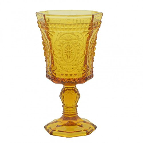 10 Strawberry Street Vatican 8 Oz Red Wine Glass, Set of 6, Amber Glass