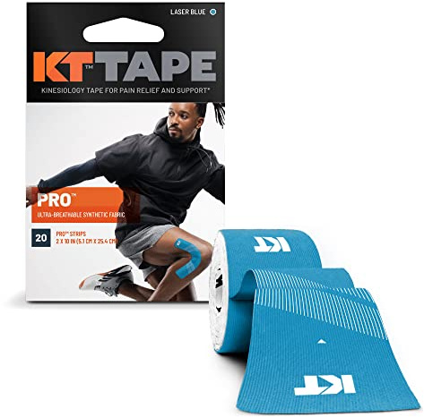 KT TAPE Pro 20 tiras sintéticas precortadas para Kinesiología, color Lasser Blue