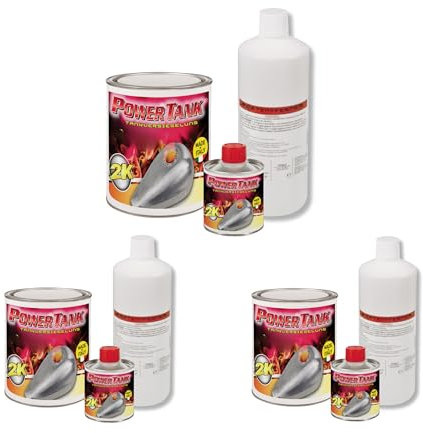 Power Tank - 3 Tankversiegelung Motorrad 2k Rot 700 g Set Tankentroster Innen Versiegelung Tanksanierung Schutzemulsion Rost Tank Entrosten Und Versiegeln Tankinnenlack Tankbeschichtung Rostlöser Auto