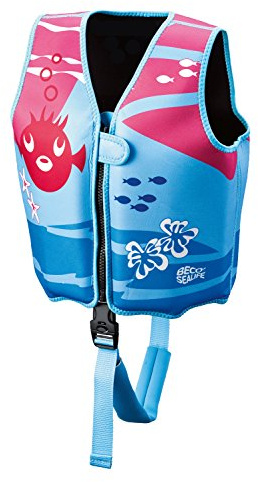 BECO-Sealife Schwimmweste Kinder 3-6 Jahren, Schwimmlernweste für Kinder von 19-30 kg mit variablen Auftriebskörpern, Beingurt und langem Reißverschluss – in Blau/Pink