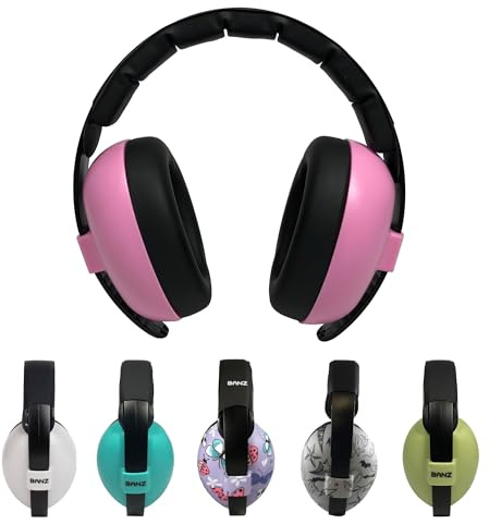Banz Bubzee Baby-Gehörschutz 0–36 Monate –– Baby-Kopfhörer mit lauter Geräuschunterdrückung und Ohrenschützern für Kleinkinder, verstellbare Größ Rosa