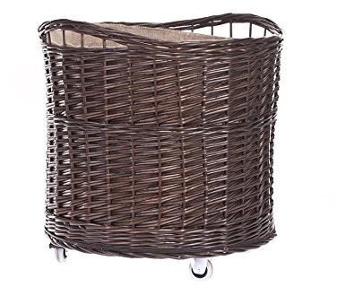 e-wicker24 Alles aus Weide Completa idener Chimenea – Cesta de mimbre, redondo, Roll, Roll cesta para leña, Roll cesta con yute funda
