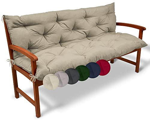 Beautissu Soffdyna Flair BR Bekväm Sittdyna 100 x 50 x 50 cm för Bänkar med 2 Sittplatser & Ryggstöd Naturell