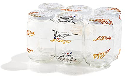 Le Parfait 4035 T.O. Pot à Miel avec Couvercle Verre Transparent/Doré 385 ML 63 mm Lot de 6