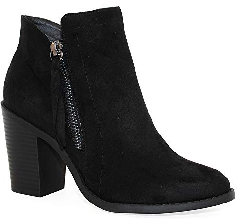 TRENDSUP COLLECTION Women's Fashion Suede Booties (10, Black)