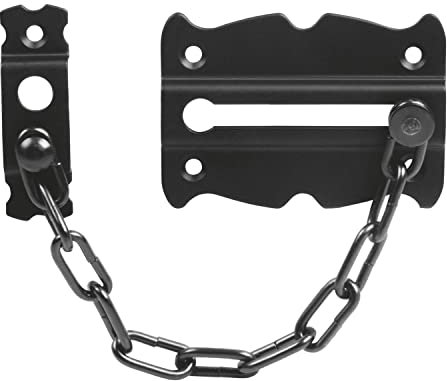 Amig - Chaîne de Sécurité pour Porte | Serrure à Chaîne en Acier | Installation Facile | Protection pour Portes et Fenêtres Coulissantes | Compatible avec Divers Matériaux, Noir, Acier