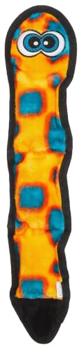 Outward Hound Durablez Large Snake Stuffing-Free Squeaky Plush Dog Toy for Puppies & Dogs - Interactive, Soft Yet Tough, No Mess, Jumbo Squeaker, Long-Lasting Play, 24.5 inch, Orange