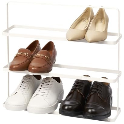 Yamazaki 2480 TOWER Schuhregal L, weiß, Stahl, Minimalistisches Design, 50 x 14 x 45,5 cm (LxBxH)