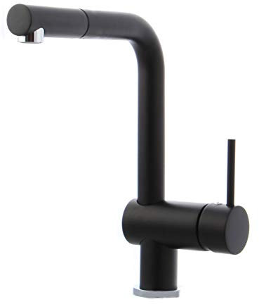 Grifería para cocina, extraíble, de baja presión, de color negro mate, grifería monomando, con ducha, grifería para ducha, para cocina