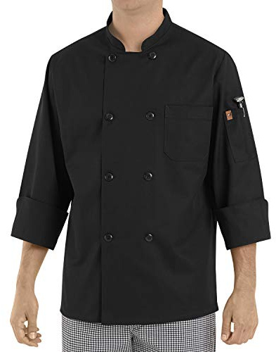 Chef Designs mens Eight Pearl Button chef Coat Button Down Shirt, Black, X-Large US