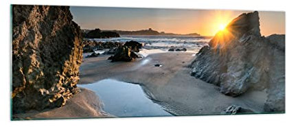 Quadro su Vetro Paesaggio britannico riva linea costiera Stampe da Parete in Vetro 140x50cm Quadri Moderni Soggiorno Camera da Letto 1 pezzo Grandi Decorazione Murale Wall Art Immagini GAB140x50-3174