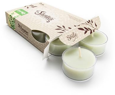 Eucalyptus Leaf Premium Tealight Candles - Highly Scented with Essential & Natural Oils - 6 Green Tea Lights - Beautiful Candlelight - Made in the USA - Fresh & Clean Collection