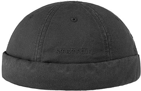Stetson Ocala Baumwoll Dockercap Herren - Dockermütze aus 100% Baumwolle - Mütze in XL (60-61 cm) - Cap in Schwarz - Docker mit UV-Schutz 40