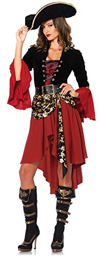 Leg Avenue grausame See Kapitänskostüm (M), Schwarz/Burgunderrot