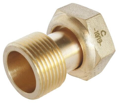 SOMATHERM FOR YOU, Raccord 2 pièces en laiton brossé pour compteur, écrou tournant 20/27, mâle 20/27, installation simplifiée, conforme pour réseau d'eau potable, étanchéité avec joint plat