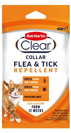 Bob Martin Clear Flea Repellent Collar for Cats and Kittens - Effective Flea and Tick Repellent, Pesticide-Free, Adjustable (1 Collar)