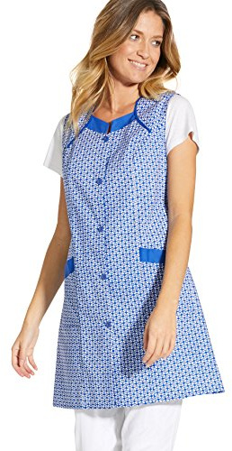 Charmance - Tablier sans Manches boutonné - Imprime Bleu - 48