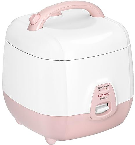 CUCKOO CR-0632 Elektrischer Reiskocher klein 1,08 Liter 6 Tassen | Warmhaltefunktion | Rice Cooker Mini | Sushi-Reis, Weiß / Rosa