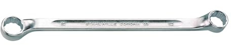 Stahlwille 41072123 Double Ended Ring Spanner, Made of Chrome Alloy Steel & Chrome Plated, Shallow Offset with Anti-Slip Drive Profile, For Work in Confined Spaces, Size 21 x 23 mm, L. 328 mm