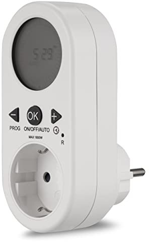 REV Zeitschaltuhr - Digitale Timer-Steckdose für innen, 48 Zeiten/Tag, 1800W, 8A, weiß