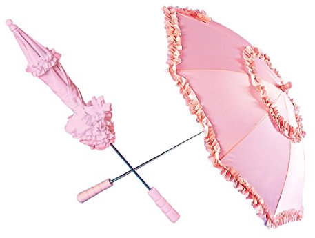 NET TOYS Parapluie Rose À Volants Ombrelle Romantique 72 cm Ombrelle Romantique Parapluie Femme Ombrelle Parapluie À Volants Mariage Accessoire