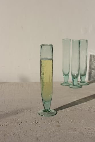 KALALOU Copa de champán reciclada alta, talla única, verde (juego de 6)