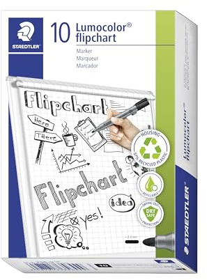 STAEDTLER 356-9 Lumocolor Flipchart Markers - Black (Box of 10)