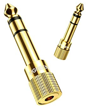 UGREEN Adaptador Audio Jack 3.5 a 6.3 Clavija a Minijack Conector 6.35 Macho a 3.5 Hembra HiFi Sonido para Piano Eléctrico Teclado Amplificador Guitarra Auricular Mezclador, 2 Pack