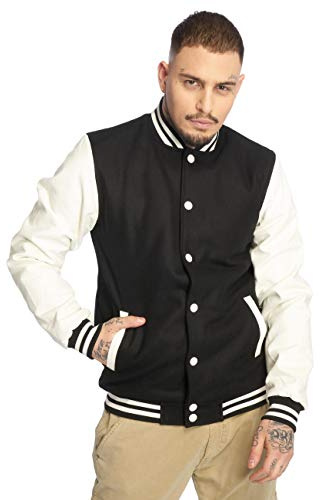 Urban Classics - Oldschool Collegejacka - M - Svart/Vit
