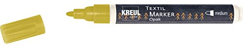 KREUL 92769 - Textil Marker Opak medium, Gold, mit Rundspitze, Strichstärke circa 2 bis 4 mm, deckender Stoffmalstift zum Gestalten von hellen und dunklen Stoffen, waschecht nach Fixierung