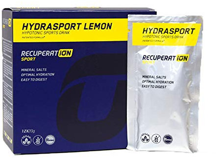 Recuperat-ion | Bebida Deportiva Hydrasport | Pre entreno Gel Energético | Hidratación durante Ejercicio | Baja Concentración en Azúcares y Alta en Sales Minerales | Fabricado en España (12 Sobres)