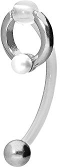 PIERCINGLINE PMFK Piercing banane + acier chirurgical | Anneau + perle synthétique | Piercing pour zone intime du ventre | Choix de couleurs, PMFK, Perle de nacre