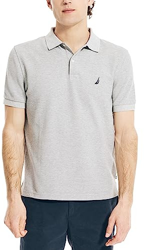 Nautica Men's Standard Classic Short Sleeve Solid Polo Shirt, Grey Heather, 3X-Large