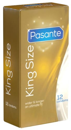 Pasante King size, extra stora kondomer med 60 mm bredd och 200 mm längd – perfekt för män som behöver mer utrymme, 1 x 12 stycken