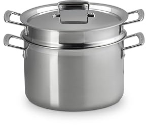 Le Creuset Stainless Steel Classic 3-Ply Deep Pasta Pot and Sieve, 7.5qt