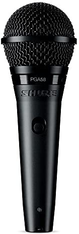 Shure PGA58 Dynamic Microphone - Handheld Mic for Vocals with Cardioid Pick-Up Pattern, Discrete On/Off Switch, 3-Pin XLR Connector, 15' XLR-to-QTR Cable, Stand Adapter and Zipper Pouch (PGA58-QTR-E)