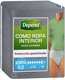 Depend como ropa interior - Absorbente para hombre, absorción normal plus, talla L /XL, 1 paquete de 9 piezas