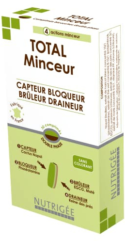 NUTRIGÉE - Total Minceur - 4 Actions Minceur - Capte, Bloque, Brûle & Draine - Favorise L'Amincissement, le Contrôle du Poids et de L'Appetit - 30 comprimés - Programme de 15 Jours