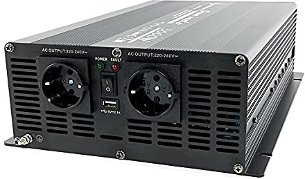 SOLARTRONICS Spannungswandler NM3000 12V 3000 Watt SCHWARZ - 6000 Watt Spitzenleistung - Wechselrichter 12v auf 230v - Blei- oder AGM-Batterie kompatibel - mit Schuko- & USB Anschluss