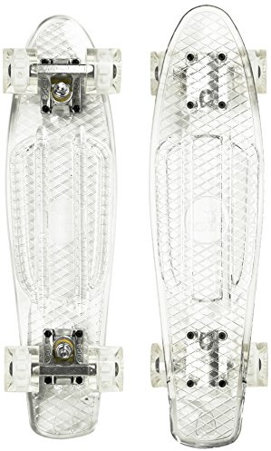 Ridge Skateboards Blaze Mini Cruiser Skateboard, Trasparente/Bianco, 22